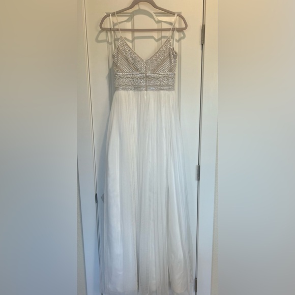 Adrianna Papell Long Shades Of Ivory Sequins Beaded Gown Unaltered Size 6 - Picture 6 of 15